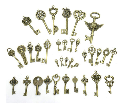 JIALEEY Vintage Skeleton Keys - Set of 100 Antique Bronze Brass Keys 1