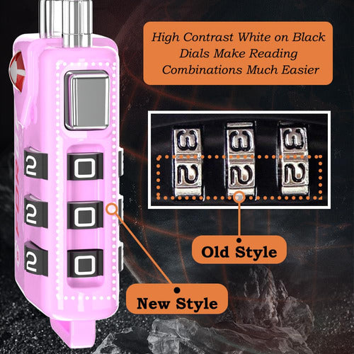 Forge TSA Approved Cable Luggage Locks, 2 Pink Locks, Re-settable Combination With Alloy Body 4