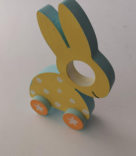 Educational Wooden Pull Toy Rabbit Waldorf Montessori Inspired 2