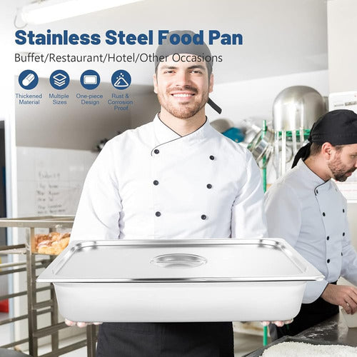 Restlrious Hotel Full Size Stainless Steel Steam Table Pan with Lid 3