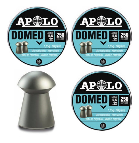 Combo 3 Apolo Domed 5.5mm x250 Pellets Can - Rifle Ammo Pack 0