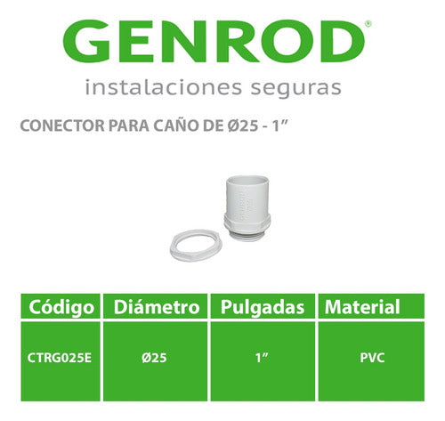 Conector 1  Pvc 25mm Caño Rígido Tubo Electricidad X 10u 2