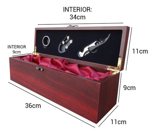 Caja Madera Set De Vino Con 3 Accesorios Regalo Empresarial 1