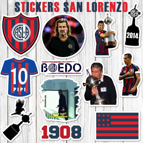 Stickarte_arg San Lorenzo Stickers Set of 15 PVC 2