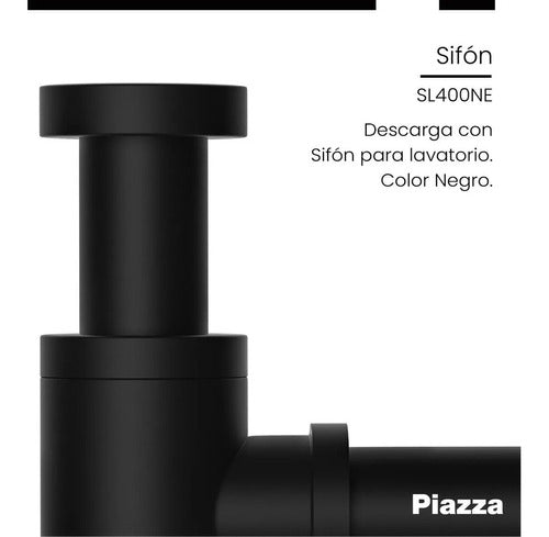 Piazza Sifon Descarga De Bacha Lavatorio Baño Desague Negro 1