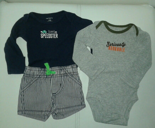 Set Carters Recien Nacido Ropa Bebe Body Manga Larga Short 1