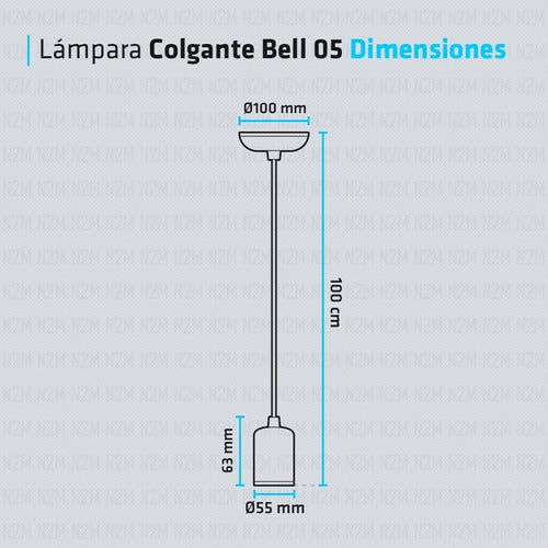 LED Hanging Lamp Bell 05 E27 8 Colors + Filament 45