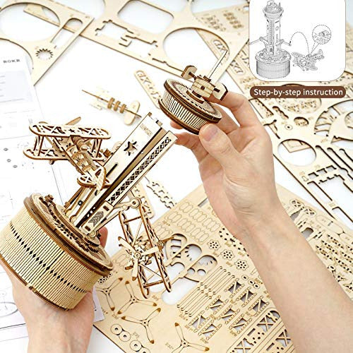 Rokr 3d Wooden Puzzle Airplane Tower Music Box - Kit De Cons 3