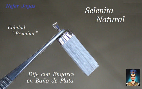 Selenita Natural Engarce En Baño De Plata Cadena Tourbillon 1