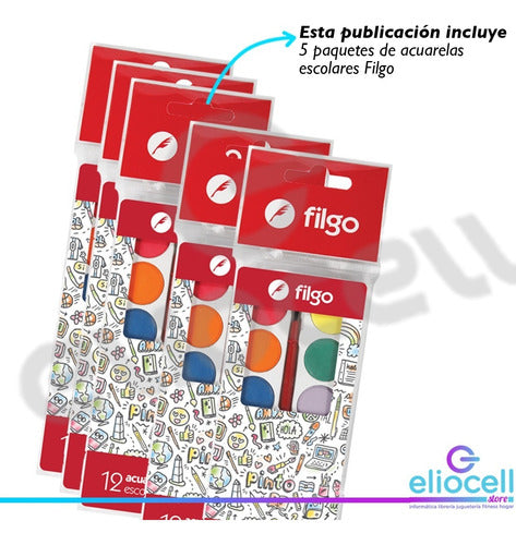 Filgo Watercolors 12 Colors with Brush - 5 Units 1