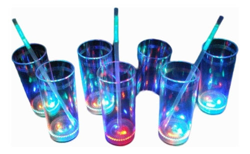 50 Vasos Luminosos 3 Led Con Sorbete Biodegradable Ecologico 0