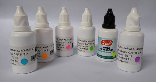 Trabi Fluorescent Ink Refills for Eco Lum Highlighter Pack of 6 1