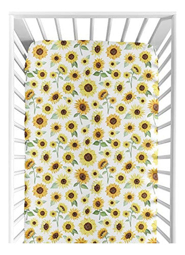 Sweet Jojo Designs Sunflower Girl Jersey Stretch Knit Baby Sheet 0