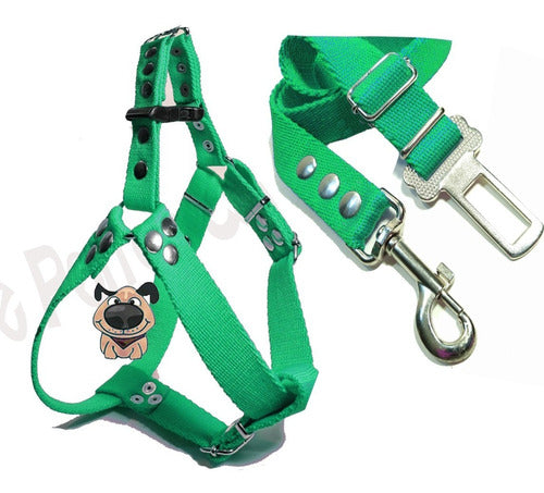 De Perros Con Onda Adjustable Dog Safety Belt Kit + Harness M L 3