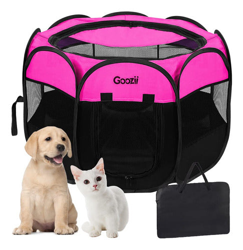 Goozii Foldable Pet Playpen for Dogs - 73cmx73cmx43cm - Pink 7