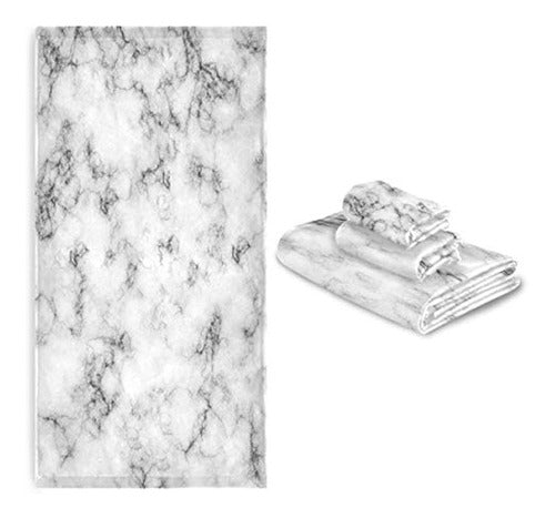 Naanle Luxury Soft Decorative Marble White 3D Towel Set 0