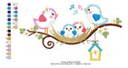 Embroidery Machine Design Birds Family on Branch 3558 3