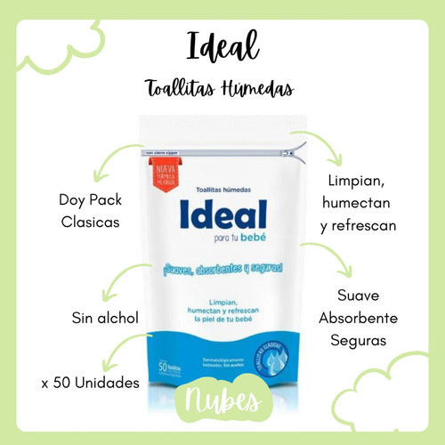 Toallitas Humedas Ideal Para Bebe Humectante X50 Uni 1