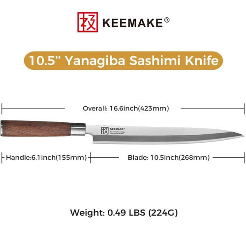 Cuchillo Sushi Sahimi Vg10 Keemake Premium Yanagiba 10.5'' 2