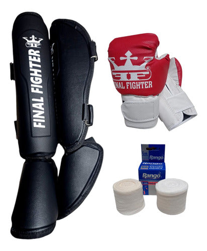 Final Fighter Combo Kit Kids Kick Boxing MMA Gloves and Shin Protectors 3