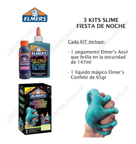 Elmer's Glow In The Dark Night Party Slime Kits - Set of 3 1