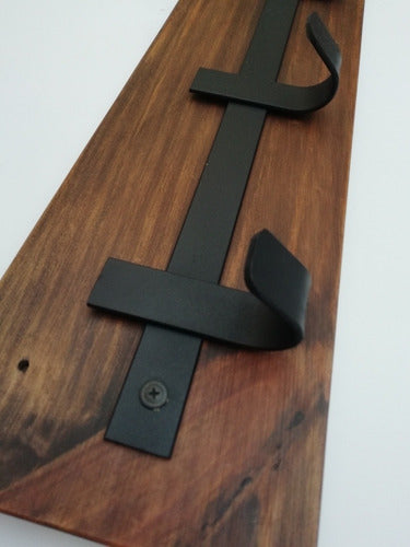 Rustic Wooden and Iron Coat Rack with 5 Hooks 2