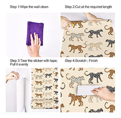 Unigoos Fondo Beige Leopardos Peel And Stick Wallpaper Papel 2