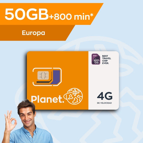 Chip Para España Y Europa* (ver) - Sim 50gb Y 800 Minutos 0