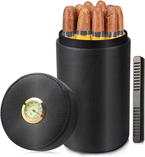 Estuche Humidor Cigarros Cuero Cedro Portátil Habano 0