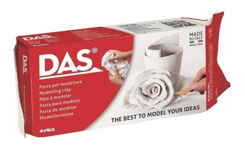 DAS White Air Dry Modeling Clay 150g with 3 Double-Sided Embossing Tools Set 1