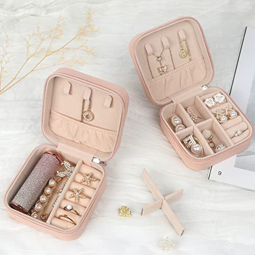 Mfxip Mini Travel Jewelry Case Small Jewelry Box Jewelry Organizer Storage Case Portable Pu Leather 4