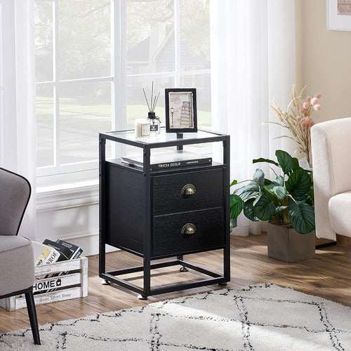 Vecelo Modern Nightstand Table with Drawer 1