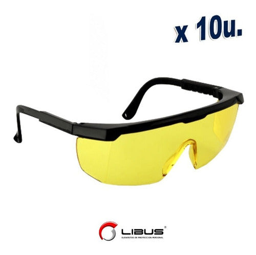 Libus Argon Yellow Safety Glasses - Certified Libus 901409 Box of 10 2