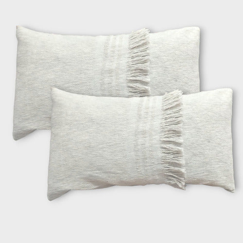 Set of 2 Rustic Decorative Cushions 40x70 0