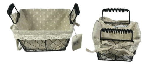 La Aldea Rectangular Fabric Basket Set x2 0