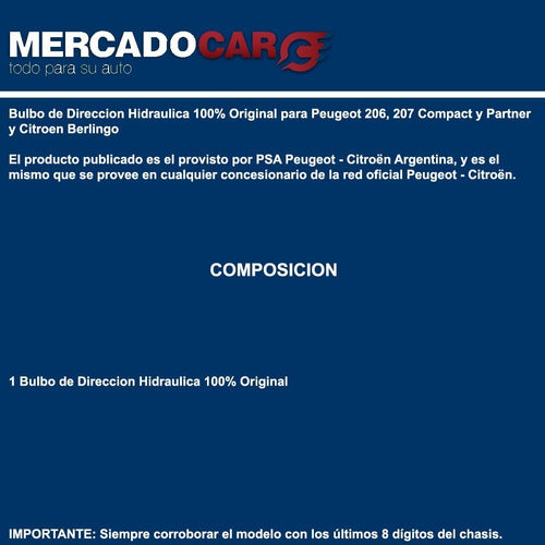 Peugeot Bulbo Direccion Hidraulica Partner 1.6 Hdi - 2011 1