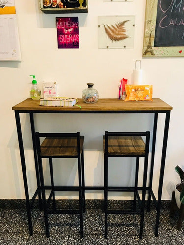 JN Industrial Style Wood and Iron Breakfast Bar Table 4