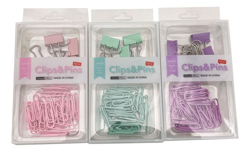 Impresionante Clips X40 Y Pinza X6, En Caja De Plástico, Varios Colores 1