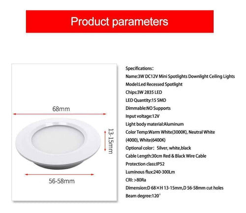 MIXPARTS Mini Spot LED Courtesy Nautical Motorhome 12V Trucks X2 5