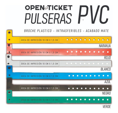 Open Ticket PVC Plain Wristbands x 100 2