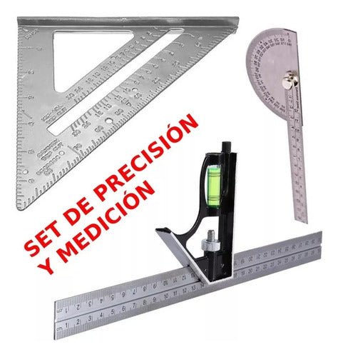 Mi Caja de Herramientas Escuadra C/nivel + Transp. Ángulos + Escuad.multiángulo Alum 1