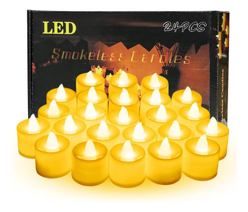 Velas De Luz Led A Pila Pack X 24 Decoración Souvenir Fiesta 0