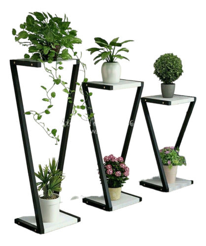 Premium Industrial Style Set of Plant Stands 0