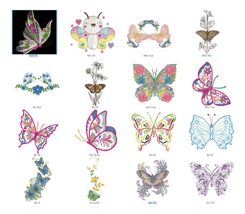 60 Embroidery Machine Matrices for Large Butterflies 3