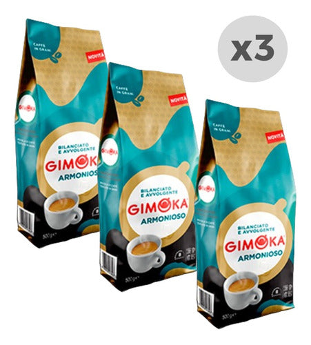 Café Tostado En Grano Gimoka Armonioso Italiano 500gr X 3 0