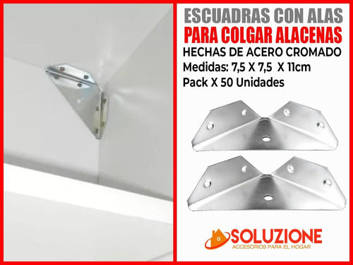 Soluzione Zinc Plated Corner Brackets for Cabinets - 50 Units 1