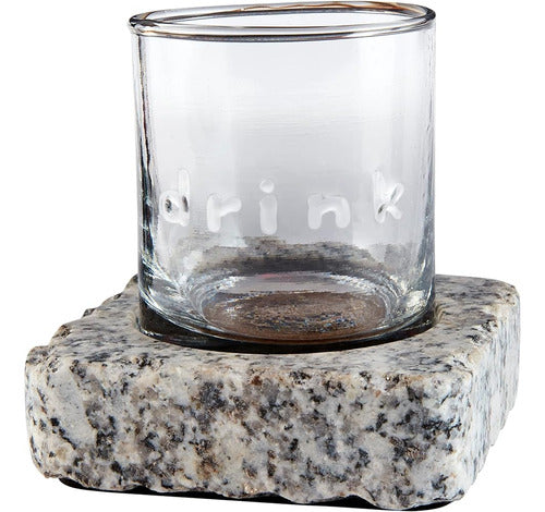 Mud Pie Gray Clay Cake Stand with Granite Coaster, Glass 8 oz 0