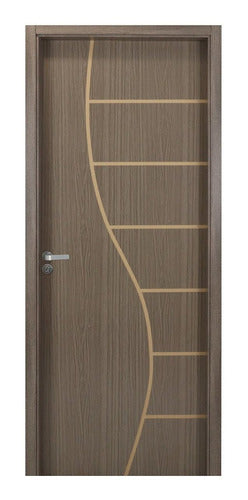 Kit Porta De Madeira Decorada 215x74cm Com Batente De Mdf 2