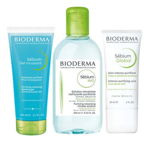 Bioderma Exfoliating Routine Sebium Gel + H2O Solution + Cream 0