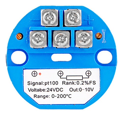 Temperature Transmitter PT100, 0-200°C, Output: 0-10V 0